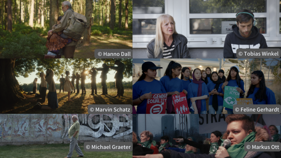 Collage aus sechs Bildern, welche Filmstills aus 6 unterschiedlichen Kurzfilmen